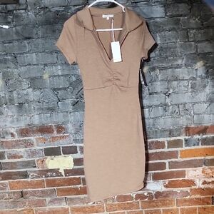 Chic Tan Midi Dress